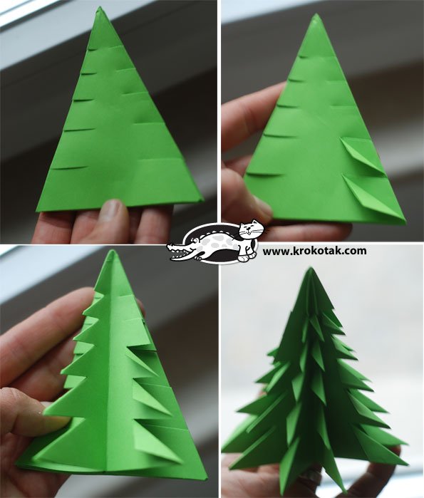 DIY Ideen aus Papier für Kinder-Tannenbaum Origami