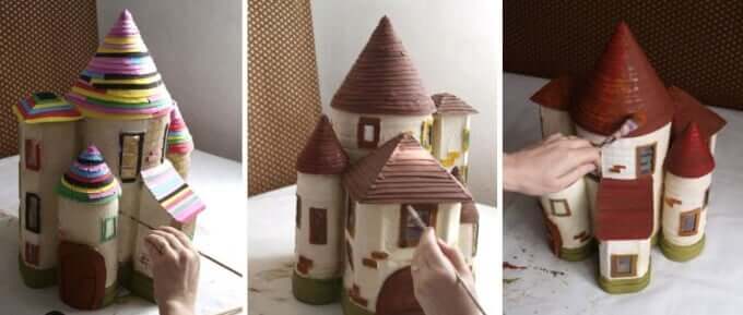 DIY Märchenhaus mit einer beliebigen Farbe bemalen