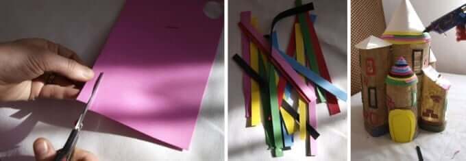 Bunte Papierstreifen schneiden - DIY Bastelideen