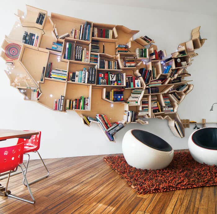 Bücherregal kreativ gestalten - US Staaten DIY Regal