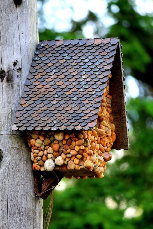 Vogelhaus selber machen - DIY Gartendeko - Münzen verwenden