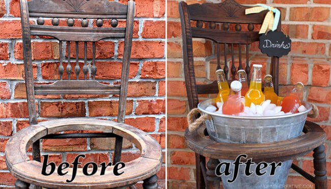 Stuhl zum Getränkehalter umbauen - DIY Rustikale Möbel selber machen