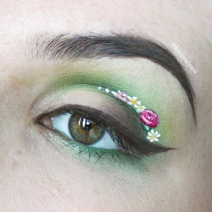 Blumen im Augenlid - Frühling-Makeup