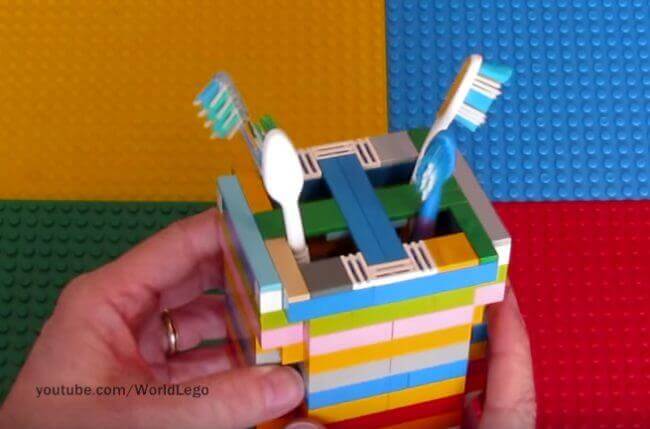 Zahnbürstenbecher aus Lego basteln-DIY Wohnprojekte 