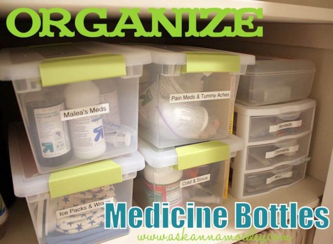 Medizin organisieren - Kisten mit Namen versehen