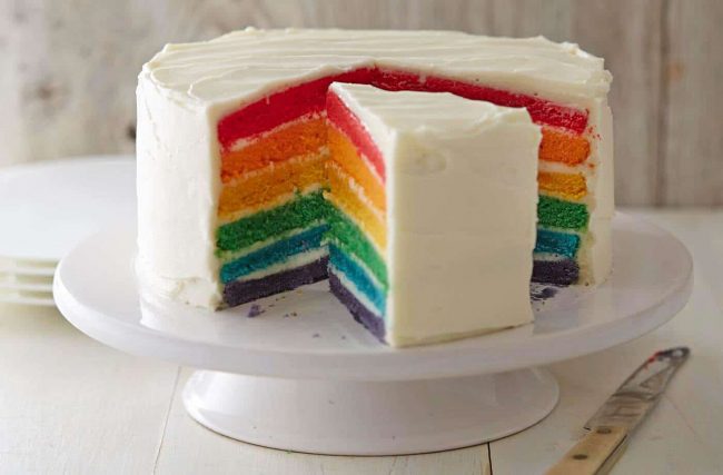 Regenbogentorte selber machen-extravagante Torte 