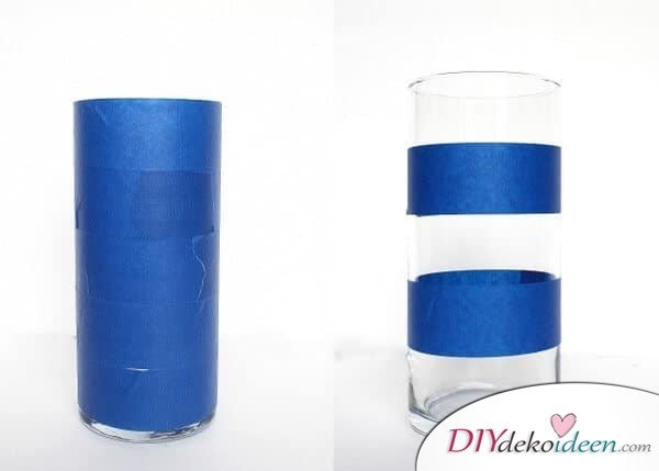 Vasen mit Klebestreifen bekleben-Muster selber machen