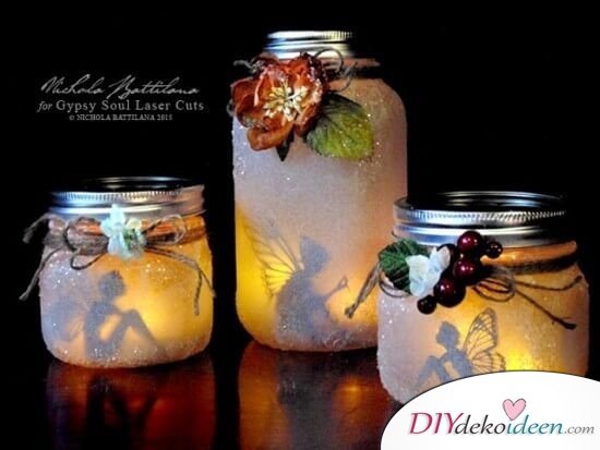 DIY Deko Ideen mit Kerzen, Windlicht selber machen, DIY Dekoration, Kerzenglas selber machen