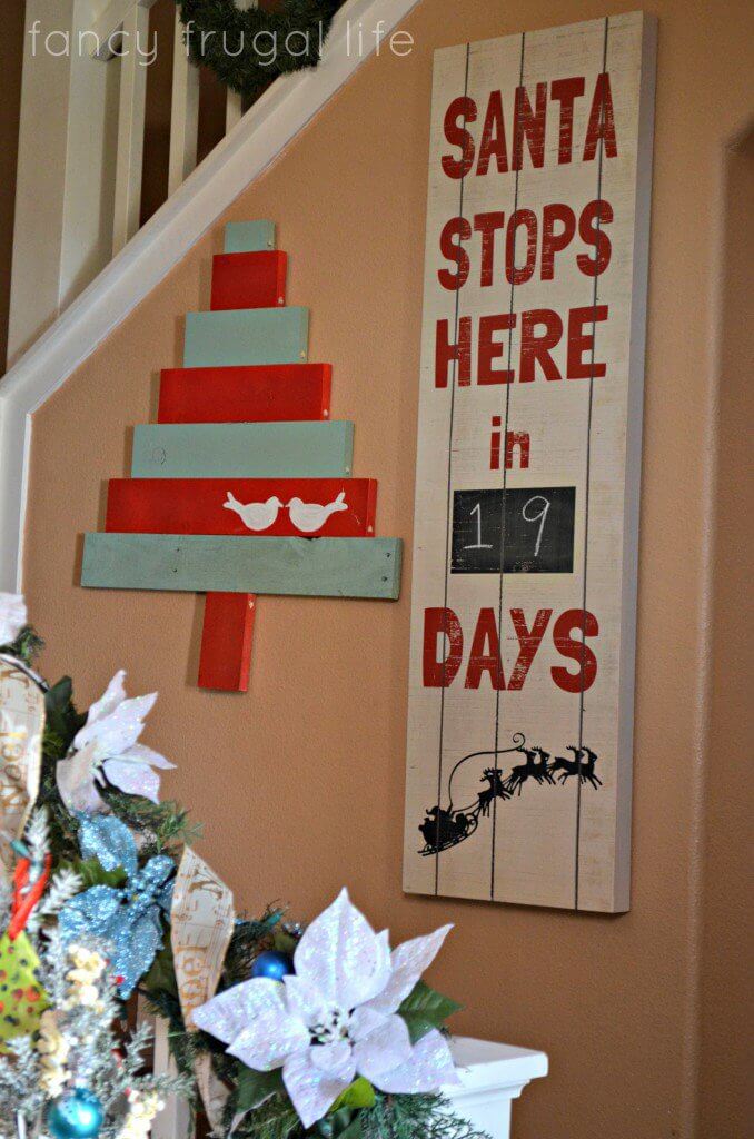 Weihnachten Countdown mit Tafelfarbe, Winterdeko aus Europalette, DIY Bastelideen zu Weihnachten mit einer Europalette