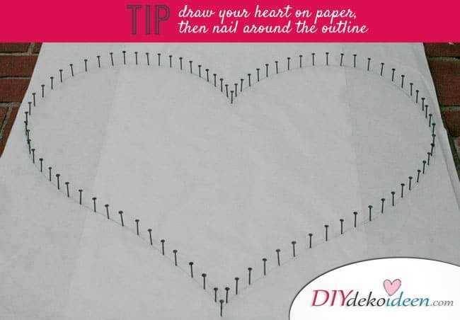 DIY Idee zum Valentinstag - Herzbild aus Garn
