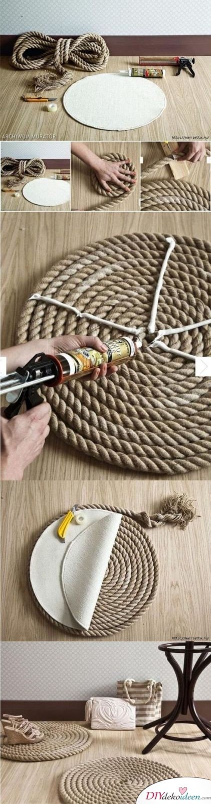 Teppich aus Schiffstau basteln - DIY Teppich