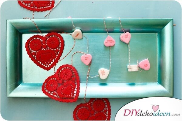 DIY Zuckerherzen-Girlande zum Valentinstag