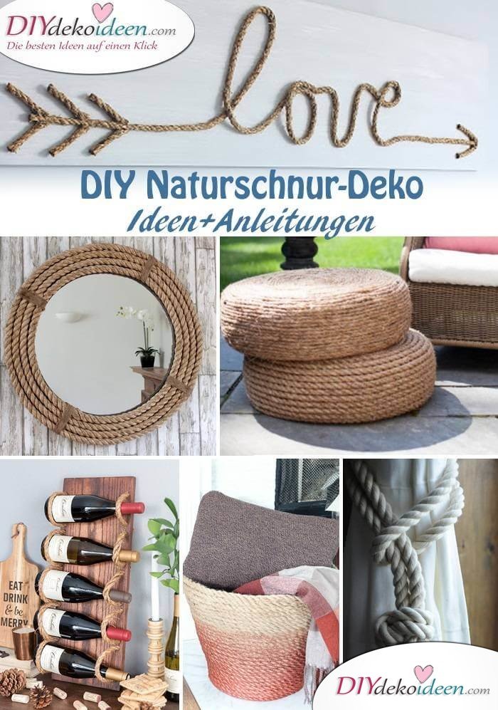 DIY Deko Ideen mit Naturschnur - Bastelideen zum Selbermachen