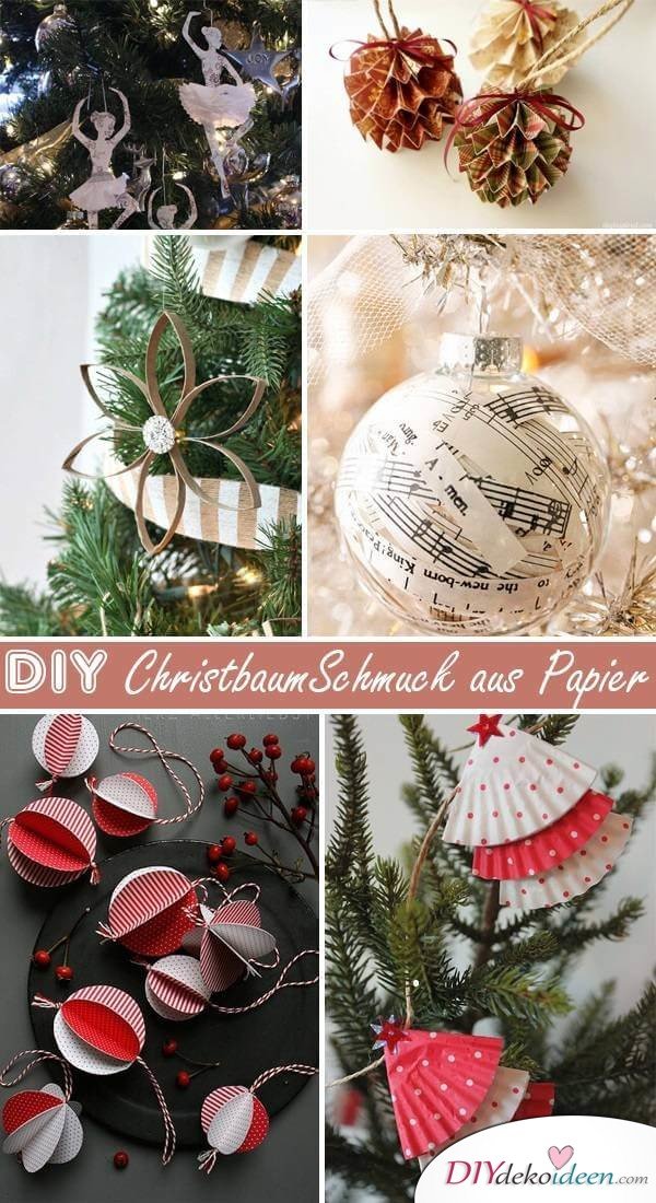 DIY Weihnachtsbaum-Schmuck Ideen aus Papier