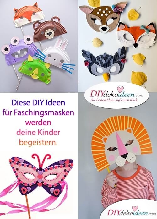 Diese DIY Ideen für Faschingsmasken werden deine Kinder begeistern.