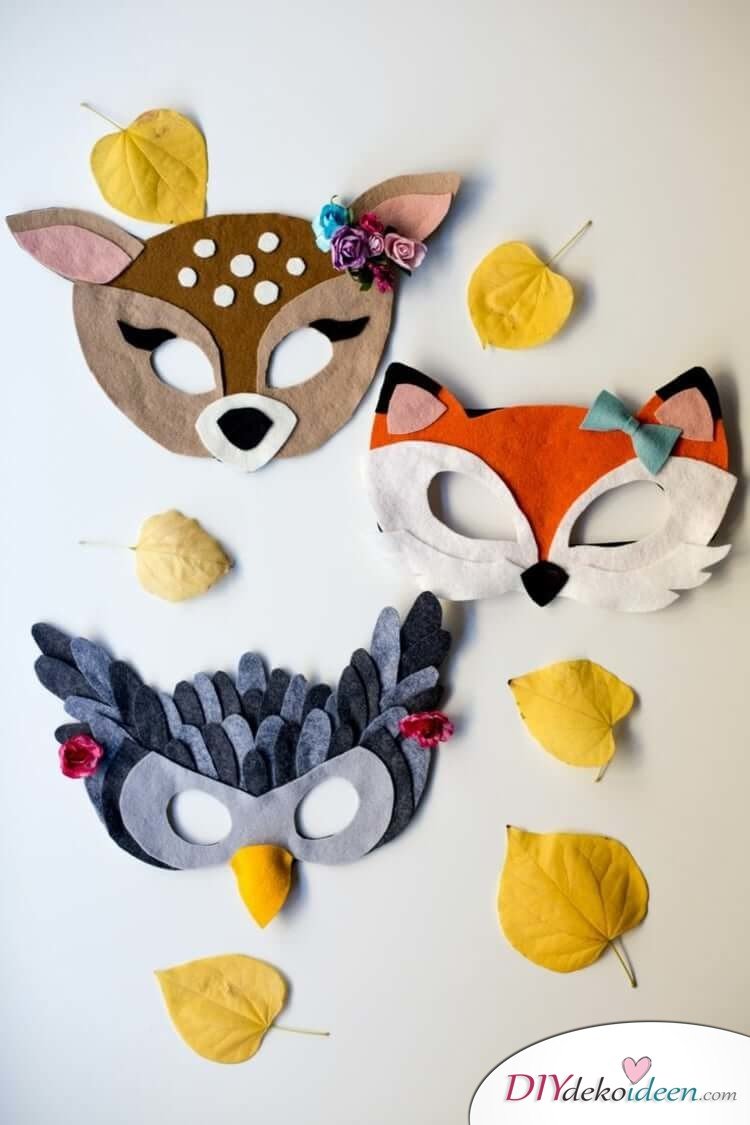DIY Ideen für Faschingsmasken - Masken aus Filz
