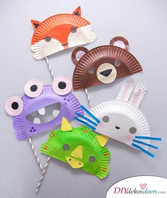 DIY Ideen für Faschingsmasken - Masken aus Papptellern 