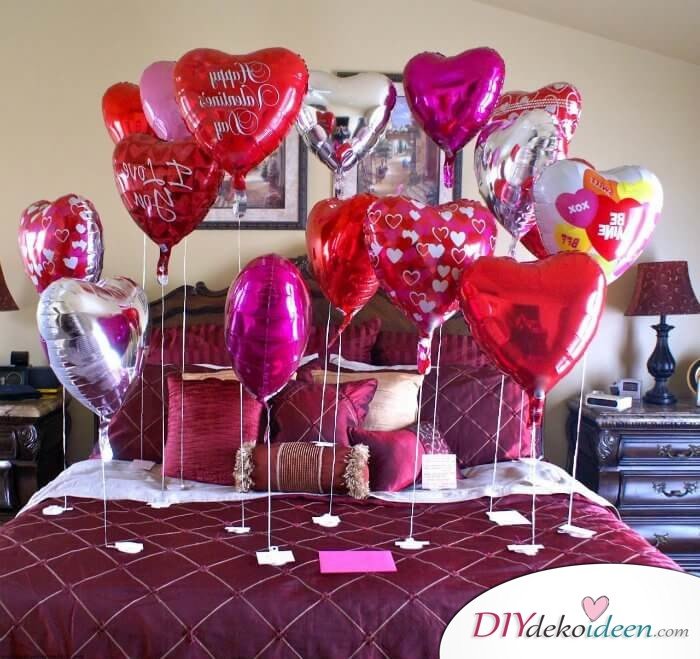 DIY Schlafzimmer Deko-Ideen zum Valentinstag: Luftballon Deko
