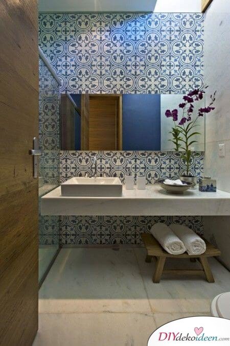 Fliesen-Deko Ideen: modernes Badezimmer Einrichtungsideen mit marokkanischen Fliesen