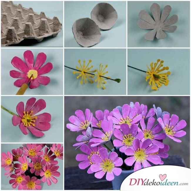  DIY Bastelideen mit Eierkartons - Blumenstrauß