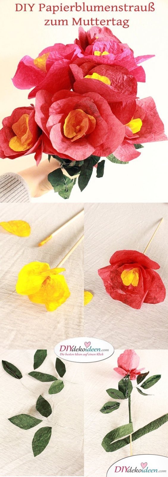 Geschenke zum Muttertag selber machen - DIY Papierblumenstrrauß 