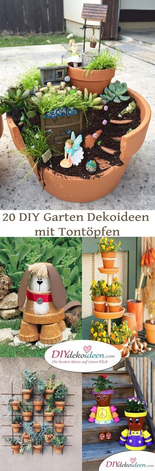 20 DIY Garten Dekoideen mit Tontöpfen