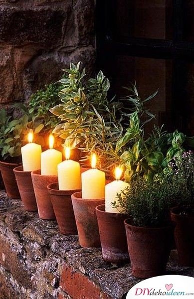 DIY Garten Dekoideen - Kerzenhalter aus Tontöpfen