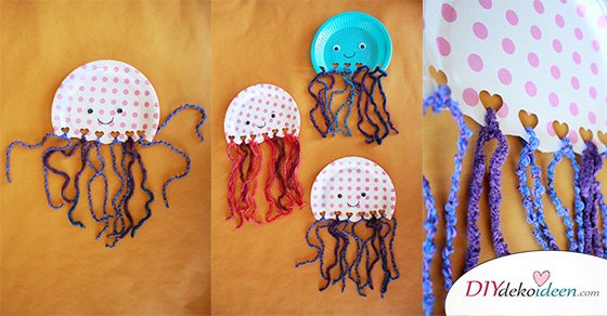 Quallen aus Papptellern – DIY Bastelideen fürs Basteln mit Kleinkindern Quallen aus Papptellern – DIY Bastelideen fürs Basteln mit Kleinkindern