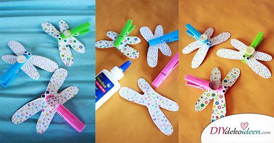 Libellen aus Wäscheklammern basteln mit Kleinkindern – DIY Bastelideen Libellen aus Wäscheklammern basteln mit Kleinkindern – DIY Bastelideen