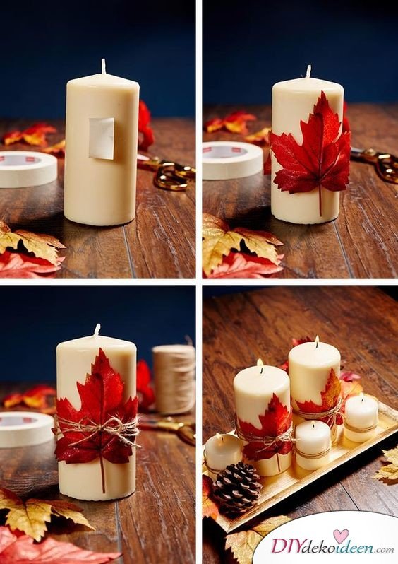 Herbstdeko selber machen - 15 DIY Bastelideen - Stimmungsvolle Kerzen