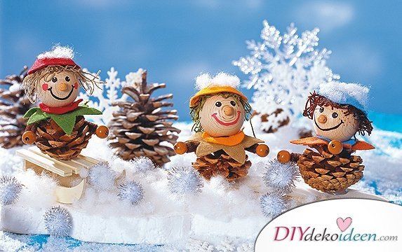 Weihnachtsdeko basteln mit Tannenzapfen – DIY Bastelideen - Wichtel basteln 