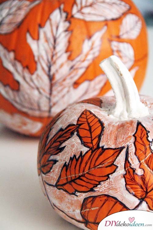   Herbstbasteln für Kinder - Leicht DIY Bastelideen - basteln mit Kürbissen 