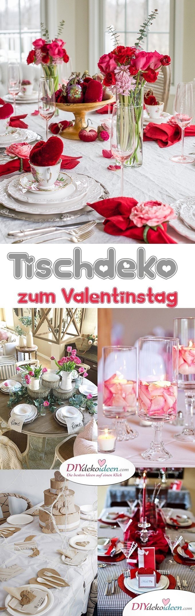 Tischdeko zum Valentinstag, Tisch Deko Ideen, Blumendeko, Valentinstag Deko Ideen, Deko Valentinstag, dekorieren, DIY Dekoideen, Deko basteln, romantische Deko, 