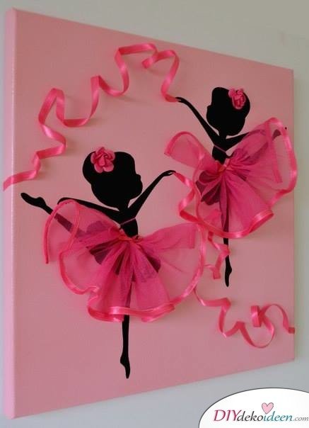Canvas Wand Kunst mit pinken Ballerinas