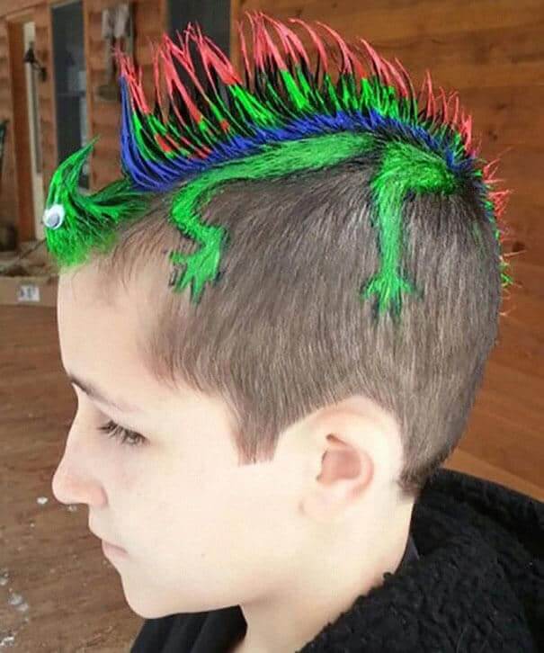 grüner Leguan Haartrend - Lustige Frisur für Jungs