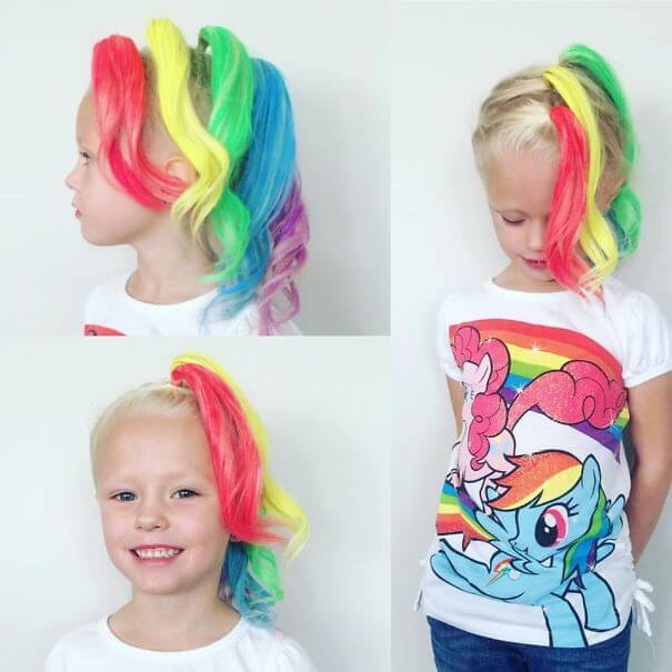 Pony färben mit buntem Haarspray - lustige Frisur für Mädchen