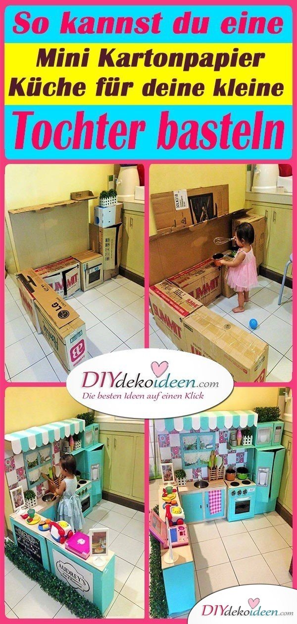 So kannst du eine Mini Kartonpapier Küche für deine kleine Tochter basteln