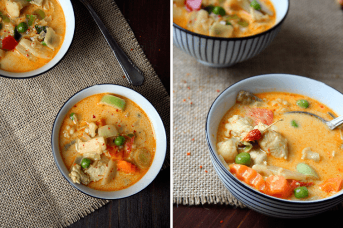 Leckere Abendessen-rezeptideen - Kokos-Curry Suppe mit Hähnchen