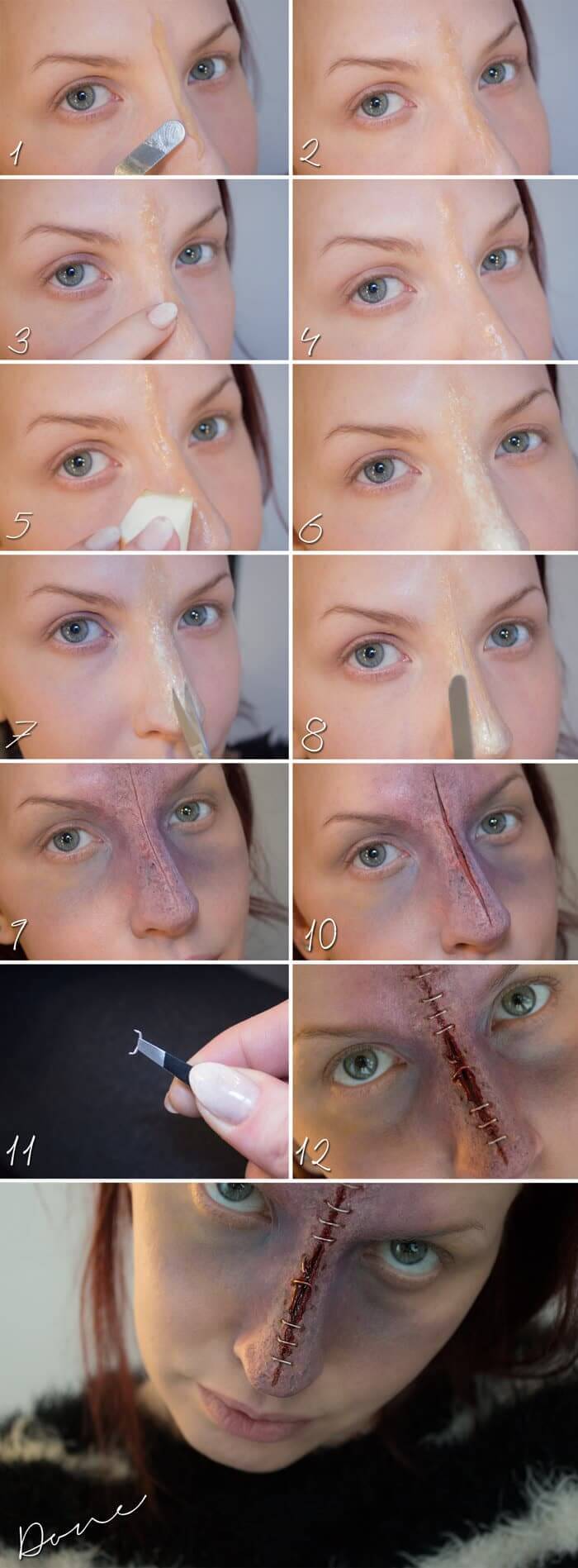 Narbe auf der Nase Makeup selber machen