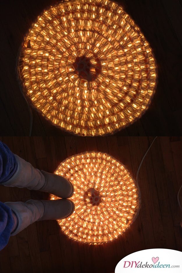 Lichterketten-Bastelidee, leuchtender Teppich Deko