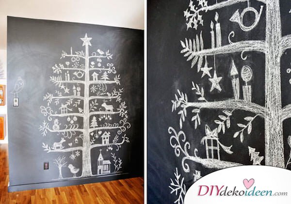 DIY Weihnachtsbaum-Bastelideen, mit Kreide einen Weihnachtsbaum malen