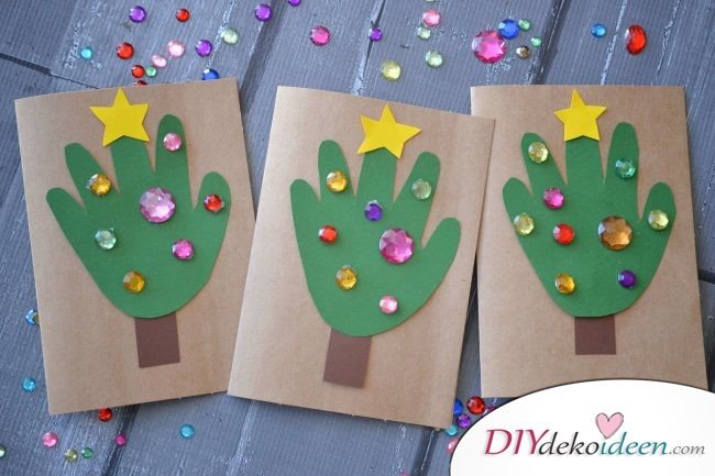 DIY Bastelideen für Weihnachtsbasteln mit Kindern, Geschenke selber machen, Grußkarte basteln, Karte selber machen