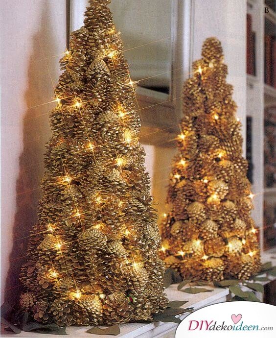 DIY Weihnachtsdeko Bastelideen mit Tannenzapfen-Weihnachtsbaum basteln