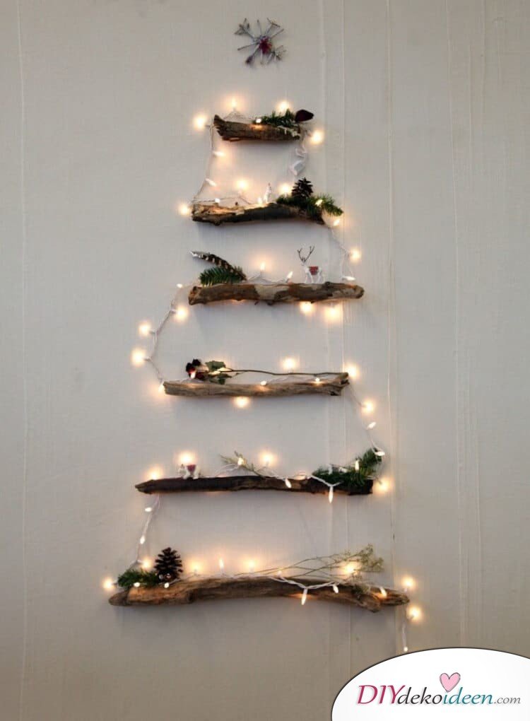 DIY Weihnachtsdeko und Bastelideen zu Weihnachten, skandinavische Deko, Weihnachtsbaum aus Holz-Bretter