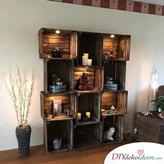 DIY Möbel aus Holzkisten - Wohnzimmerschrank