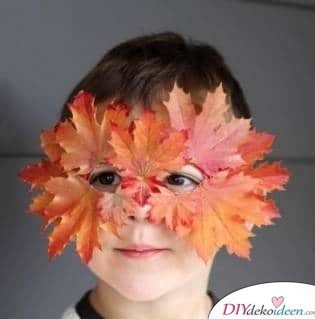 DIY Ideen für Faschingsmasken - Basteln mit Blättern
