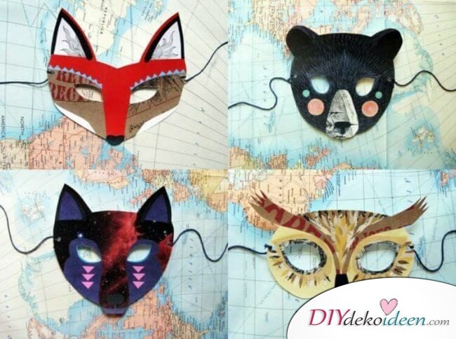 DIY Ideen für Faschingsmasken - Interessante Tiermasken