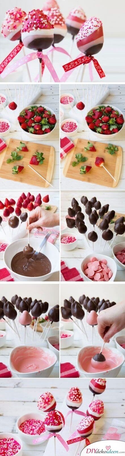 Leckere Erdbeeren mit Schokolade - Dessert zum Valentinstag