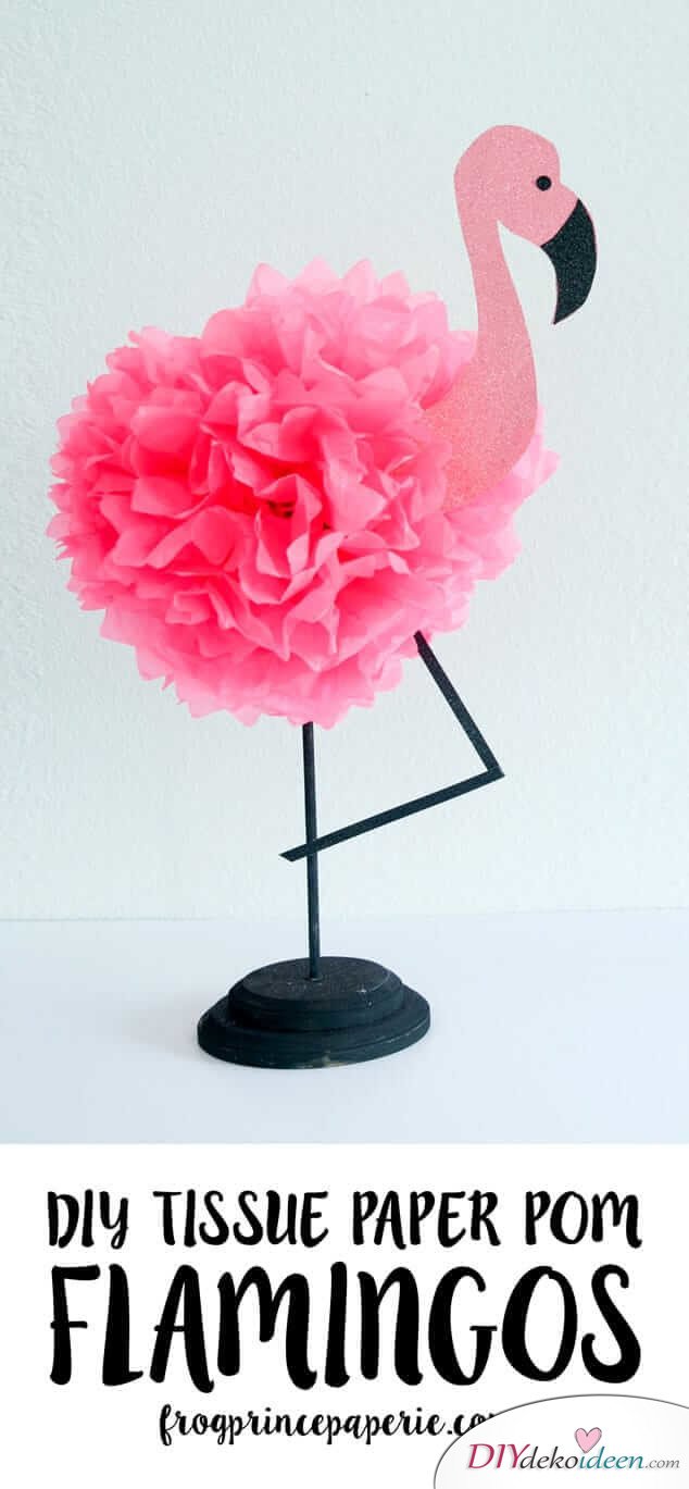 DIY Flamingo Deko selber machen aus Seidenpapier - Faschingsdeko