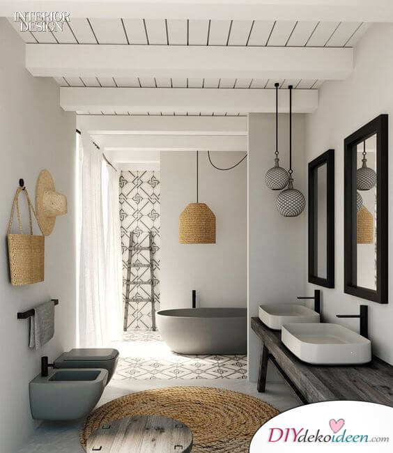 Fliesen-Deko Ideen: modernes Badezimmer mit beton Optik und minimalistischer Einrichtung